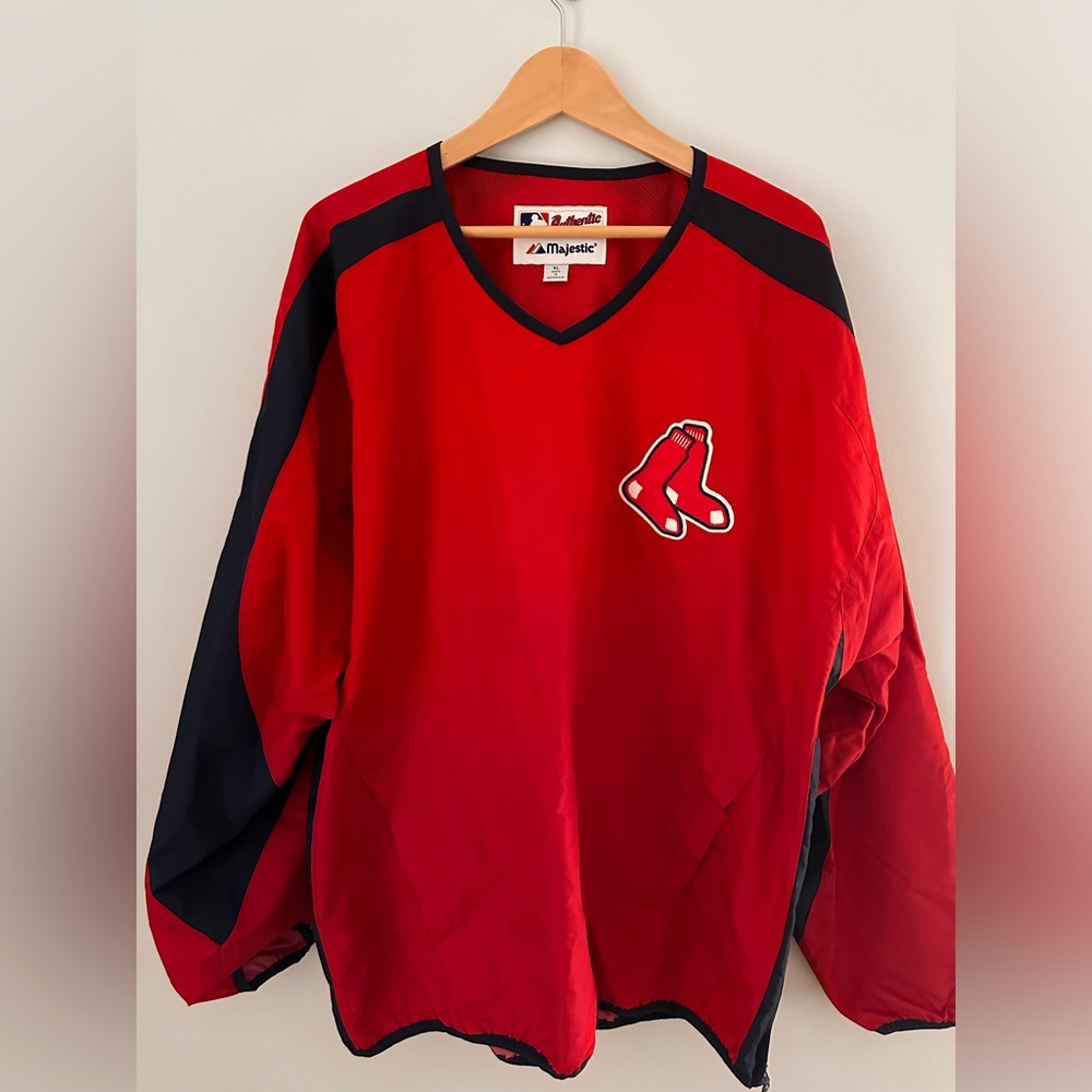 Men’s Majestic red Boston Red Sox XL pullover warmup jacket